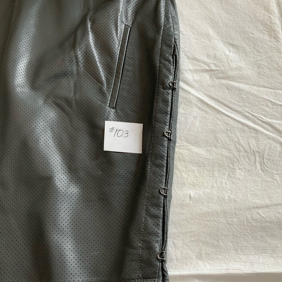 Ports 1961- dark gray perforated leather dress with pockets metal hooks on sides - Picture 3 of 15